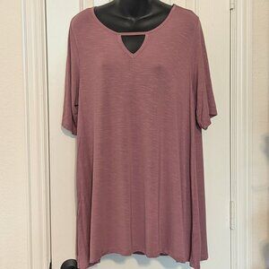 Modcloth Keyhole Neckline Mauve/Rose Tee, Size 2X
